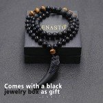 Wolf Tooth Obsidian and Tiger Eye Necklace