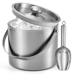 Stainless Steel Insulated Ice Bucket with Scoop