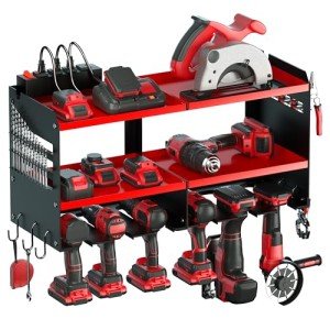 Power Tool Organizer with Charging Station - Red