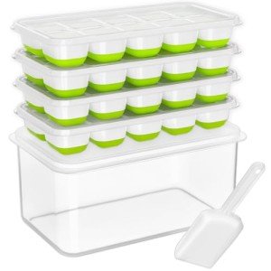 Silicone Ice Cube Trays with Lid and Bin