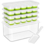 Silicone Ice Cube Trays with Lid and Bin
