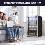 Icyglee 126-Can Beverage Mini Fridge with Glass Door