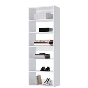 Modular White Wood Closet Organizer Shelf Tower
