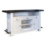 Espresso Farmhouse Wood Bar Unit with Foot Rail