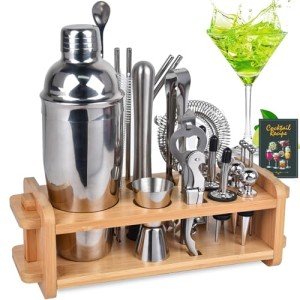 30-Piece Home Bar Bartender Kit with Stand