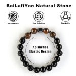 Men's Natural Stone Bracelet Set - Tiger's Eye & Lava