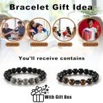 Men's Natural Stone Bracelet Set - Tiger's Eye & Lava