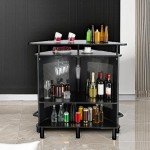 Giantex 4-Tier Industrial Home Bar Cabinet