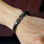 Personalized Infinity Leather Bracelet for Him or Her