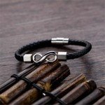 Personalized Infinity Leather Bracelet for Him or Her