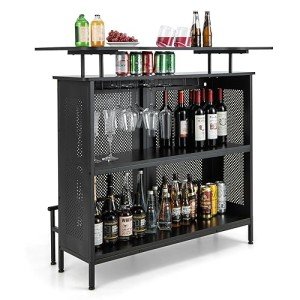 Giantex 4-Tier Industrial Bar Unit with Wine Storage