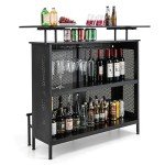 Giantex 4-Tier Industrial Bar Unit with Wine Storage