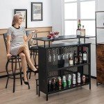 Giantex 4-Tier Industrial Bar Unit with Wine Storage