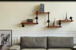 Rustic Modern Wood & Pipe Wall Shelves - 4 Tiers