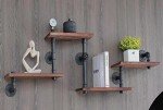 Rustic Modern Wood & Pipe Wall Shelves - 4 Tiers