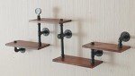 Rustic Modern Wood & Pipe Wall Shelves - 4 Tiers