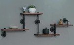 Rustic Modern Wood & Pipe Wall Shelves - 4 Tiers
