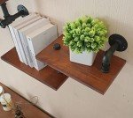 Rustic Modern Wood & Pipe Wall Shelves - 4 Tiers