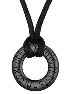 Norse Runes Necklace with Leather Chain