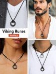 Norse Runes Necklace with Leather Chain