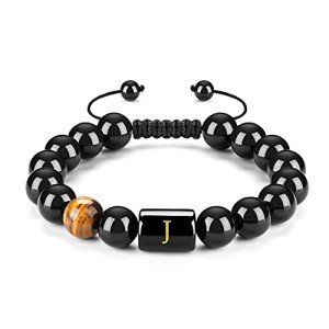 Personalized Men's Bracelet with Natural Stone Beads