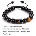 Personalized Men's Bracelet with Natural Stone Beads