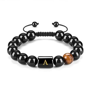 Men's Initials Bracelet with Black Onyx & Tiger Eye