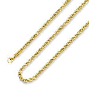 Gold Plated Twist Rope Chain Necklace for Men