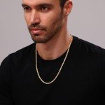 Gold Plated Twist Rope Chain Necklace for Men