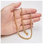 Gold Plated Twist Rope Chain Necklace for Men
