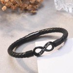Coolvy Men's Braided Leather Crown Bracelet