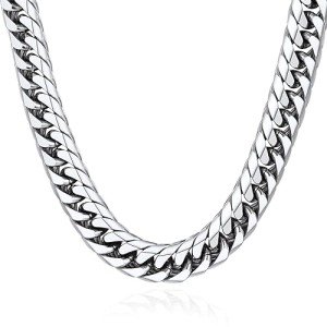 Men's 12MM Wide Stainless Steel Chain Necklace