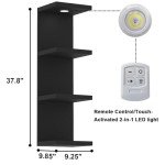 4-Tier Black Wall Shelf with LED Lighting