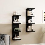 4-Tier Black Wall Shelf with LED Lighting