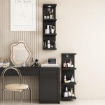 4-Tier Black Wall Shelf with LED Lighting