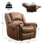 CANMOV Antique Brown Reclining Leather Armchair