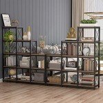 Industrial Corner Bookshelf with 12 Shelves - Rustic Brown