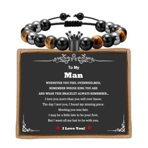 Men's Valentine Bracelet: Adjustable Bead Gift