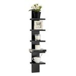 Stylish 5-Tier Vertical Wall Shelf - Black
