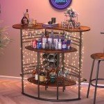 Stylish Industrial Bar Cabinet with Storage Shelves