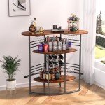 Stylish Industrial Bar Cabinet with Storage Shelves