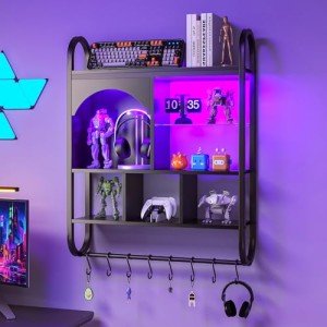 LED Floating Gaming Shelf - 35 Inch Wall Storage