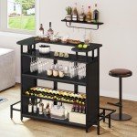 YITAHOME Mini Home Bar with LED Light and Stools