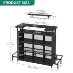 YITAHOME Mini Home Bar with LED Light and Stools