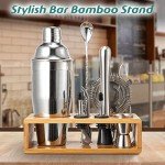 10-Piece Cocktail Shaker Set with Bamboo Stand