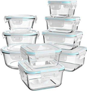 18-Piece BPA-Free Glass Meal Prep Containers Set