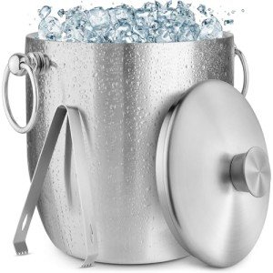 Zulay Stainless Steel Double-Wall Ice Bucket Set