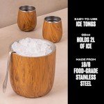 S'well Teakwood Ice Bucket with Tongs - 68oz