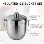 Zulay Stainless Steel Double-Wall Ice Bucket Set