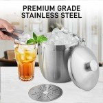 Zulay Stainless Steel Double-Wall Ice Bucket Set